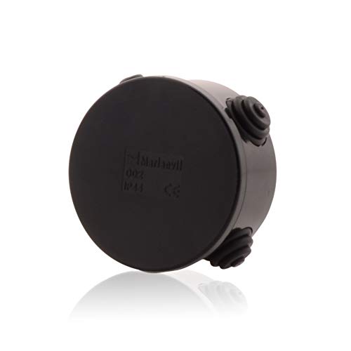 intratec 100% Shopping Abzweigdose rund Kabelabzweigkasten Aufputz Installationsgehäuse mit Stufennippeln in Schwarz, IP44, 80x40mm, wasserdichte Abzweigdose zur Aussen Anwendung geeignet von intratec 100% Shopping