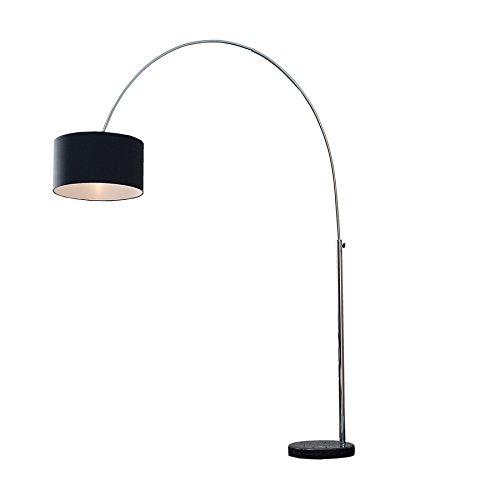 Design Bogenleuchte LOUNGE DEAL mit schwarzem Natur Leinen Schirm ausziehbar Stehleuchte Wohnzimmerlampe Bogenlampe von Invicta Interior