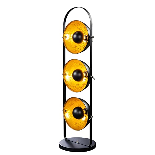 Design Stehlampe STUDIO schwarz gold Metall 3 Lampenschirme Lampe Blattgold Optik Stehleuche Bodenlampe Wohnzimmer Beleuchtung von Invicta Interior