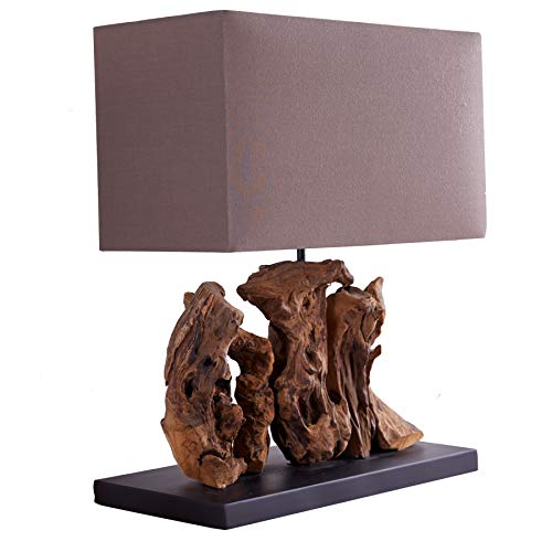 invicta INTERIOR Design Treibholzlampe ARAGON mit Leinenschirm braun Handarbeit Treibholz Tischleuchte Tischlampe Lampe von invicta INTERIOR
