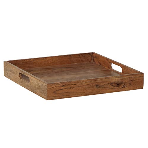 Elegantes Servier Tablett CIANO 40x40cm Akazie Massivholz mit Griffen Servierbrett Serviertablett von invicta INTERIOR