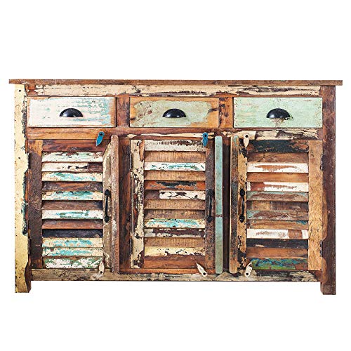 invicta INTERIOR Sideboard Jakarta Recycling Holz bunt 125cm Fischerbooten Massivholz Board Kommode von invicta INTERIOR