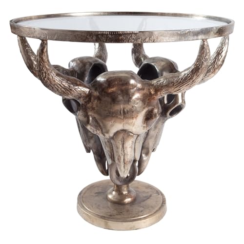 Invicta Interior Extravaganter Couchtisch Matador 56cm Bronze Stierkopf mit Glasscheibe Wohnzimmertisch Glastisch von Invicta Interior