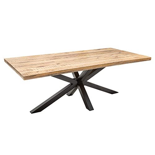 Invicta Interior Massiver Industrial Esstisch Galaxie 180cm Mangoholz sternenförmiges Gestell Massivholz Holztisch Tisch von Invicta Interior