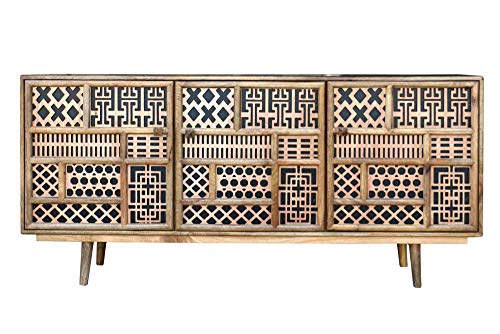 invicta INTERIOR Massives Sideboard MARRAKESCH 160cm Mangoholz mit Verzierung Boho Stil Kommode Holzkommode Anrichte von invicta INTERIOR