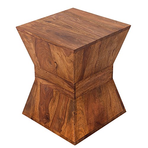 Invicta Interior Design Beistelltisch Pyramid 45cm massiver Holz Hocker Sheesham Stone Finish Holzhocker Holztisch Tisch von Invicta Interior