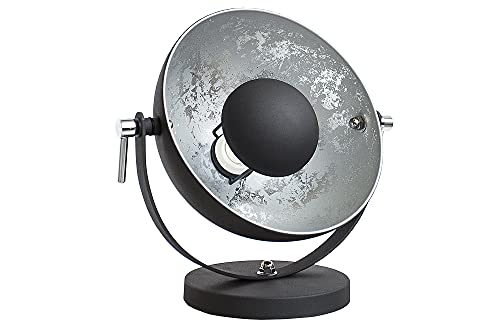 Moderne Tischlampe STUDIO 40 cm schwarz silber E27 Lampe mit Blattsilber Tischleuchte Wohnzimmerlampe von Invicta Interior