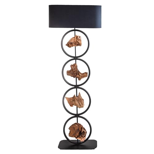 invicta INTERIOR Design Stehlampe Elements - 147cm - schwarz Baumwollschirm Fuß mit Massivholz von invicta INTERIOR