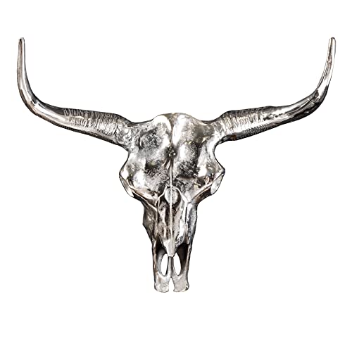 invicta INTERIOR Eindrucksvoller Deko Schädel Matador Longhorn Skull Massive Metall-Aluminium Legierung poliert Wanddeko Dekoration von invicta INTERIOR