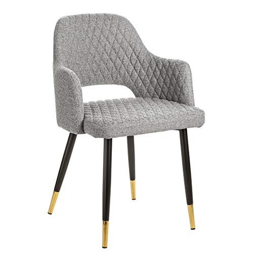 invicta INTERIOR Eleganter Stuhl Paris hellgrau mit Ziersteppung und goldene Fußkappen Esszimmerstuhl Armlehnstuhl von invicta INTERIOR