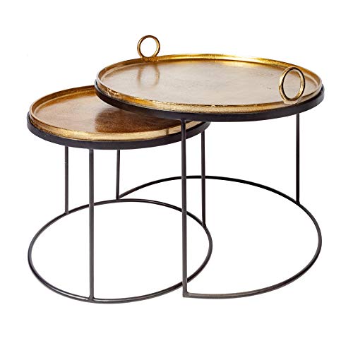 Invicta Interior Elegantes 2er Set Couchtische Elements Gold schwarz mit Abnehmbarer Tischplatte Tischset Satztische von Invicta Interior