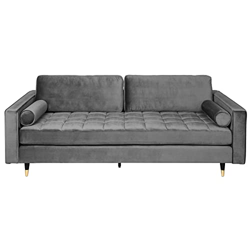 Invicta Interior Elegantes Design Sofa Cozy Velvet 220cm grau Samt Federkern 3er-Sofa Couch von Invicta Interior
