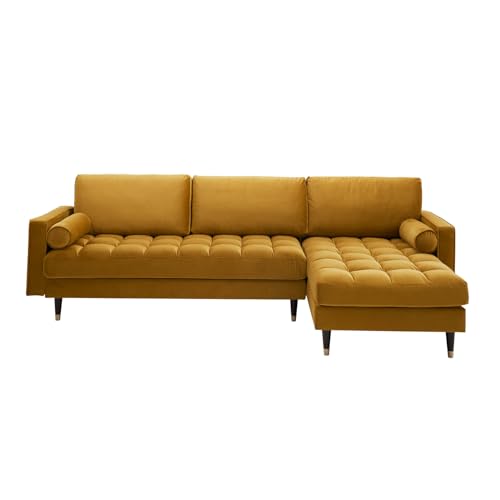 Invicta Interior Elegantes Ecksofa Cozy Velvet 260cm senfgelb Samt Federkern 3er-Sofa Couch Eckcouch von Invicta Interior