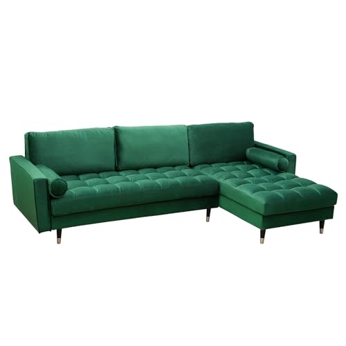 Invicta Interior Elegantes Ecksofa Cozy Velvet 260cm smaragdgrün Samt Federkern 3er-Sofa Samtoptik Eckcouch Sofa Couch von Invicta Interior