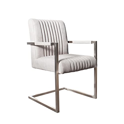 invicta INTERIOR Freischwinger Stuhl Big Aston Stone grau Federkern mit Armlehne Edelstahl Gestell Esszimmerstuhl Stuhl von invicta INTERIOR