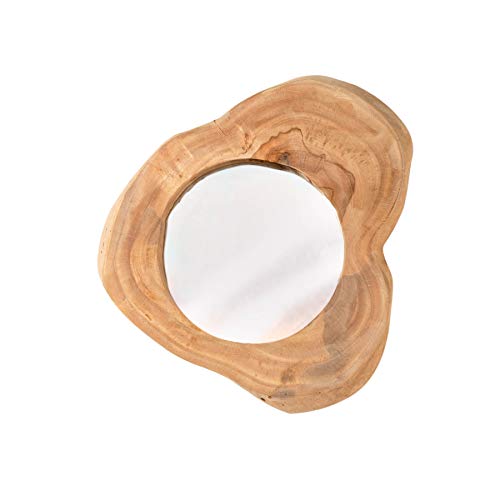 Invicta Interior Handgearbeiteter Spiegel Reflect 31cm Natur Teakholz Wandspiegel Badspiegel aus Massivholz von Invicta Interior