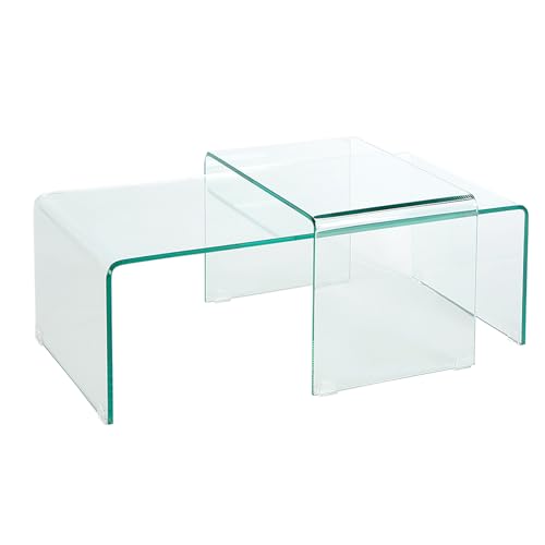 invicta INTERIOR Hochwertiges 2er Set Glas Couchtisch FANTOME transparent Glastisch Satztische Tische Glas Wohnzimmertisch von invicta INTERIOR