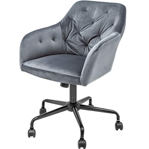 Invicta Interior Höhenverstellbarer Bürostuhl Dutch Comfort grau Samt mit Steppung Stuhl Bürosessel mit Leichtlaufrollen von Invicta Interior