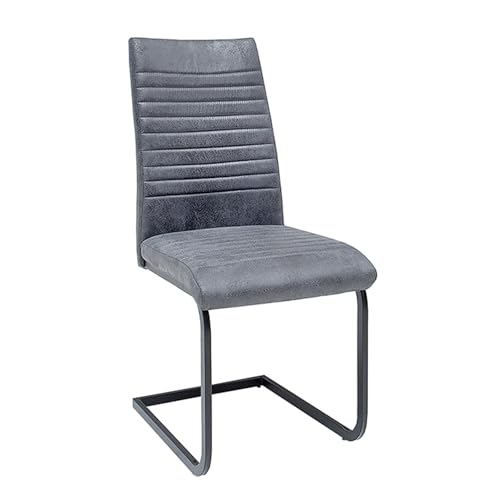 invicta INTERIOR riess-Ambiente Industrial Freischwinger Stuhl Apartment antik grau Gestell matt schwarz Esszimmerstuhl Freischwingerstuhl von invicta INTERIOR