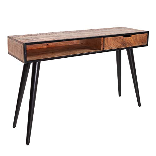 invicta INTERIOR Industrial Konsolentisch Industrial 120cm Mango mit schwarzen Beinen Konsole Schreibtisch Tisch aus Massivholz von invicta INTERIOR
