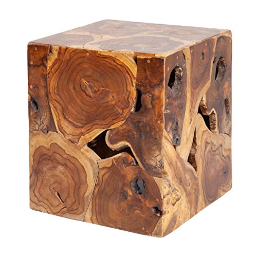 invicta INTERIOR Massiver Beistelltisch Square 40cm Teakholz Würfel Sitzhocker Wohnzimmertisch Tisch Hocker Holzhocker von invicta INTERIOR