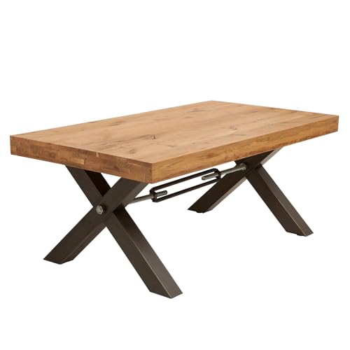invicta INTERIOR Massiver Couchtisch Thor 110cm Wild Eiche geölt im Industrial Design Wohnzimmertisch Holztisch Tisch von invicta INTERIOR