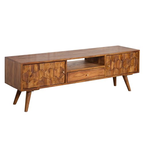 invicta INTERIOR Massives TV Board Mystic Living 140cm Sheesham Natur 3D Oberfläche Massivholz von invicta INTERIOR