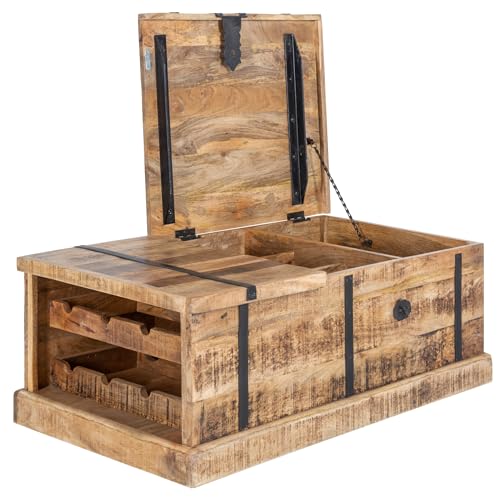 Invicta Interior Massivholz Couchtisch Bodega 100cm Mangoholz Hausbar Truhe Tisch Wohnzimmertisch von Invicta Interior