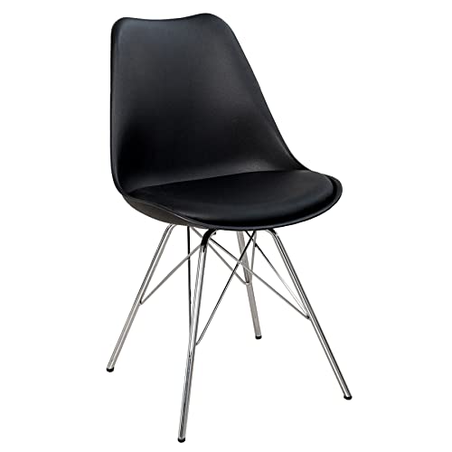 Invicta Interior Retro Designklassiker Stuhl Scandinavia MEISTERSTÜCK schwarz mit Stuhlbeinen aus Chrom Esszimmerstuhl von Invicta Interior