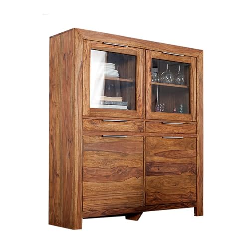 invicta INTERIOR riess-Ambiente.de Massives Design Highboard Pure Sheesham Holz Stone Finish 140cm Schrank Board Wohnzimmer Esszimmer Vitrine von invicta INTERIOR