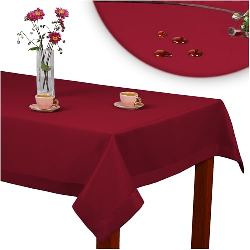 invitta Tischdecke Classic Elegance Bordeaux 110x140 cm, Uni Glatt Elegant mit 5 cm Kuvertsaum Fleckabweisend mit Lotuseffekt 100% Polyester, O5 H200 2043 von invitta