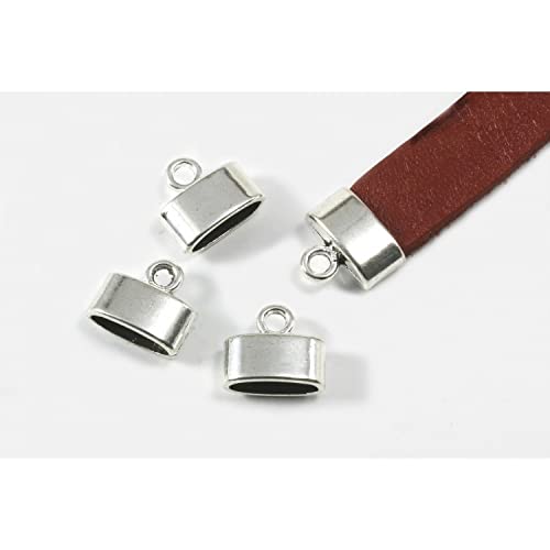 INWARIA Endkappen für flache Bänder bis 10 mm Endteile Endhülsen, Silberfarben, 10 Stück S148/3 von inwaria