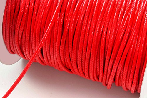 INWARIA Kordel gewachst 3 mm Schnur 5m Band Farbwahl Kordel Garn, BK-45 (3mm - 5m, Rot) von inwaria