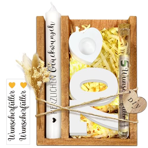 70 Geburtstag Geschenk Frauen & Männer, 70 Holz Schild Gästebuch mit Kerzen & LED Lichterkette Ständer Geldgeschenke, Originelle Personalisiertes Hochzeit Geschenke Deko 70 Jahre Tischdeko von inyeskon