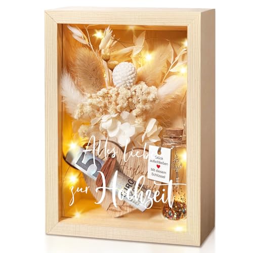 Geldgeschenk Hochzeit, Hochzeitsgeschenke für Brautpaar, Geldgeschenke für Brautpaare, Holzbox + Trockenblumen, Geldgeschenke für Frauen, Geldgeschenk Geburtstag (Hochzeit) von inyeskon