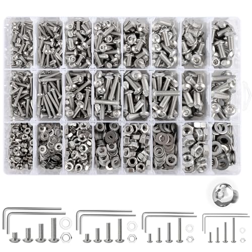 1280 Stk Schrauben Set, M3 M4 M5 M6 Gewindeschrauben Set 304 Edelstahl Linsenkopf Innensechskantschrauben mit Muttern Unterlegscheiben und Innensechskantschlüsseln Sortiment Set 1280 Stk Schrauben Set, M3 M4 M5 M6 Gewindeschrauben Set 304 Edelstahl Linsenkopf Innensechskantschrauben mit Muttern Unterlegscheiben und Innensechskantschlüsseln Sortiment Set von inzeyoz