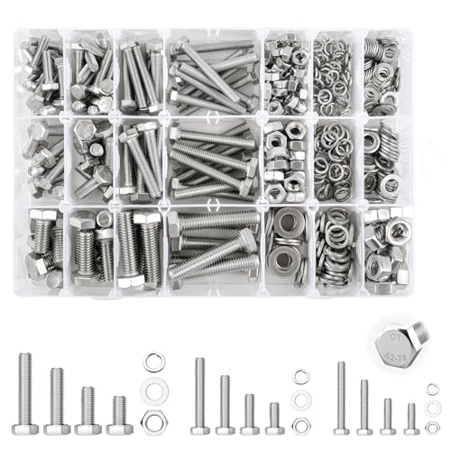 M5 M6 M8 Sechskantschrauben Set 454 Stück, Edelstahl A2 Schrauben Set Mit Muttern Unterlegscheiben, Maschinenschrauben Gewindeschrauben Set Geeignet Für Reparaturen von inzeyoz