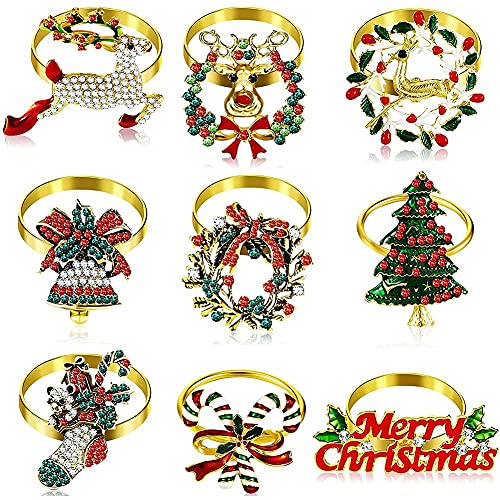 ioannis 9 StüCke Weihnachts Servietten Ringe Satz Metall Weihnachts Servietten Halter Weihnachts Servietten Ring von ioannis