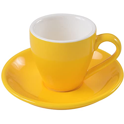 ionEgg Porzellan-Espressotasse mit Untertasse, Espresso-Schnapsbecher, 80 ml, Gelb von ionEgg