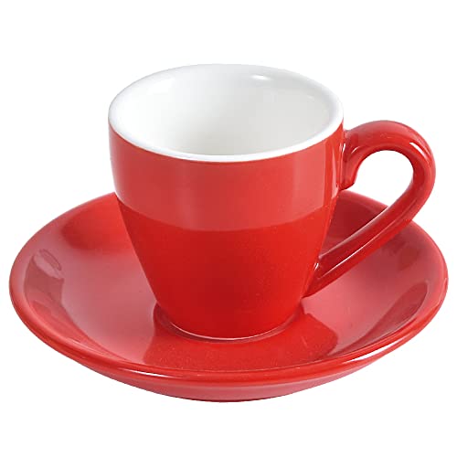 ionEgg Espressotasse aus Porzellan mit Untertasse, Espresso-Schnapsbecher, 80 ml, Rot von ionEgg