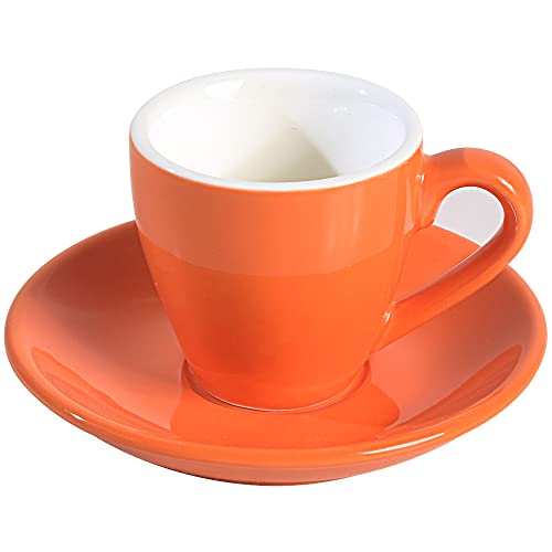 ionEgg Espressotasse aus Porzellan mit Untertasse, Espresso-Schnapsbecher, 80 ml, Orange von ionEgg