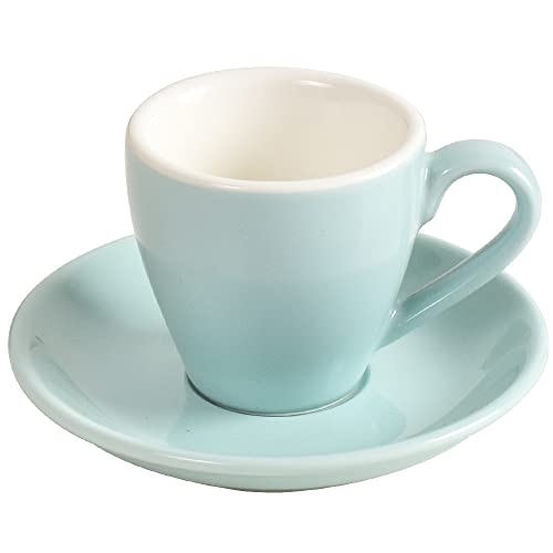 ionEgg Espressotasse aus Porzellan mit Untertasse, Espresso-Schnapsbecher, 80 ml, Blau von ionEgg