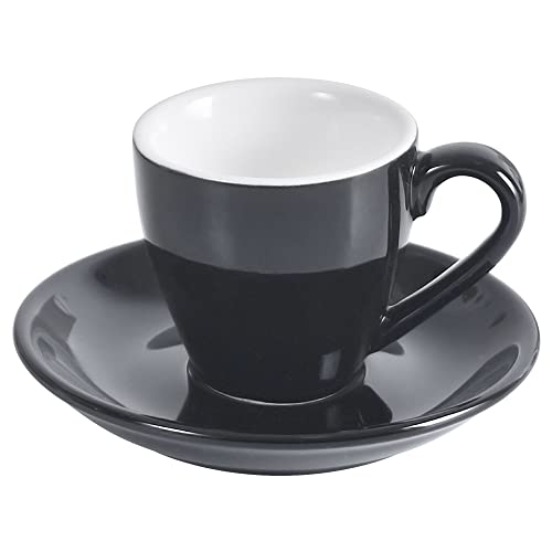 ionEgg Porzellan-Espressotasse mit Untertasse, Espressotasse, Demitasse-Tasse, 80 ml, Schwarz von ionEgg