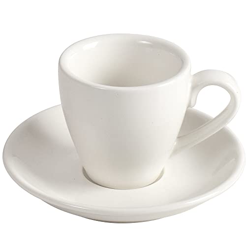 ionEgg Espressotasse aus Porzellan mit Untertasse, Espresso-Schnapsbecher, 80 ml, Weiß von ionEgg