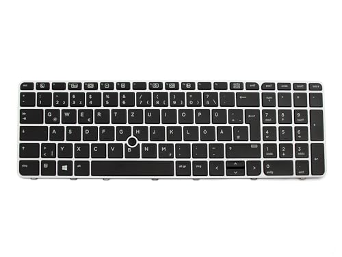 ipc-computer IEC 6037B0113804 Original Tastatur DE (deutsch) schwarz/Silber matt mit Backlight und Mouse-Stick für EliteBook 755 G4 von ipc-computer