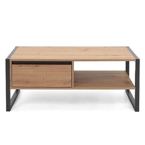 Couchtisch mit Schublade in Eiche anthrazit cm 100x 55 x 40 h von iperbriko