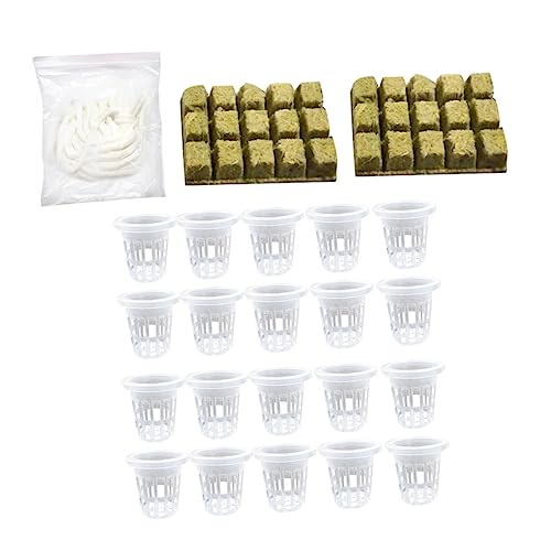 iplusmile 1 Satz Set zur erdlosen Anzucht Flachs Basilikum Hydroponische Wachstumschwämme Netzmittel Wunder Pflanzenzucht-Kit Wasserzucht-Set Netzbecher Anzündkerzen aus Wolle Steinwolle von iplusmile