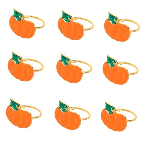 iplusmile 10 Stück Teiliges Serviettenringe aus Metall mit Orangefarbenem Kürbis-Design Dekorative Serviettenhalter für Thanksgiving Halloween und Herbstfest Stabile Tischdeko für Festliche von iplusmile