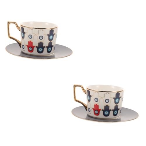 iplusmile 2sätze Evil Eye Keramik Tee Und Kaffeetassen Untertasse Modernes Elegantes Design Für Stilvolles Trinken Für Zuhause Oder Büro Einfach Zu Reinigen Und Langlebig von iplusmile