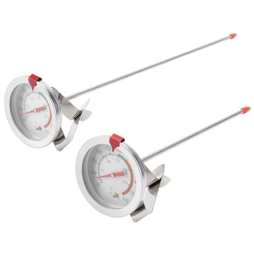 iplusmile 2 Stück Bratenthermometer mit Clip Stab Hitzebeständig bis Großes Präzises Lebensmittelthermometer für Backofen Bbq Fritteuse Flüssigkeiten von iplusmile
